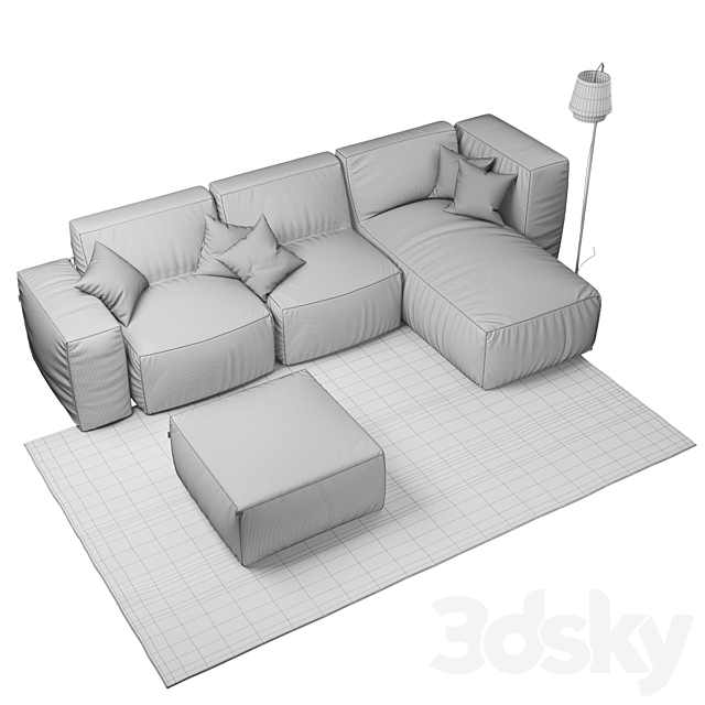 Modular frameless sofa 3DS Max Model - thumbnail 3