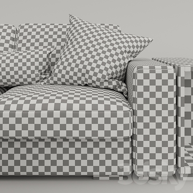 Modular sofa DOMINO 3DS Max Model - thumbnail 3