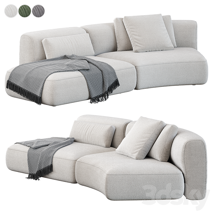 Modular sofa MDF ITALIA Cozy Curve Sofa 3DS Max Model - thumbnail 1