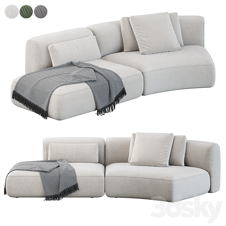 Modular sofa MDF ITALIA Cozy Curve Sofa 3DS Max Model - thumbnail 2