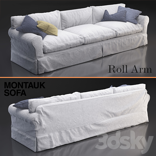 Montauk Roll Arm sofa 3DSMax File - thumbnail 1