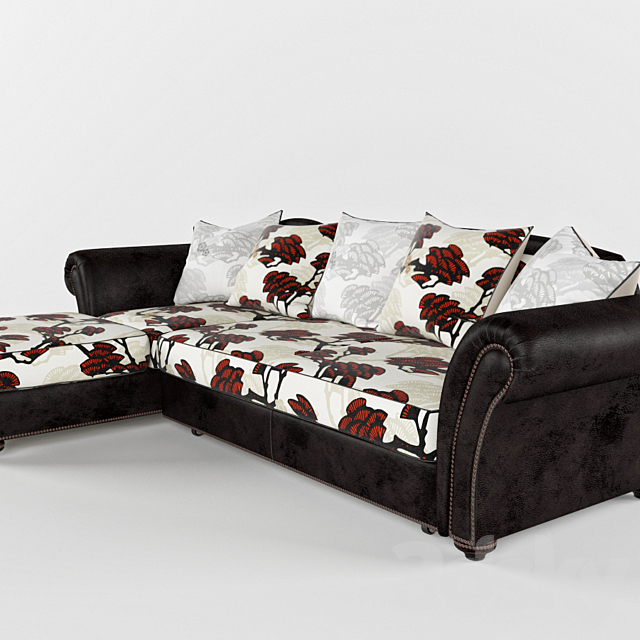 Naples sofa with ottoman 3DS Max Model - thumbnail 2