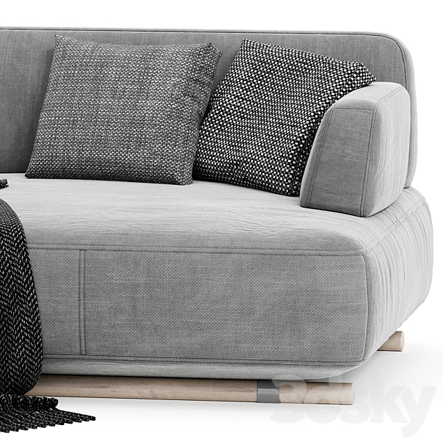 Natuzzi cava two seaters sofa 3DSMax File - thumbnail 3