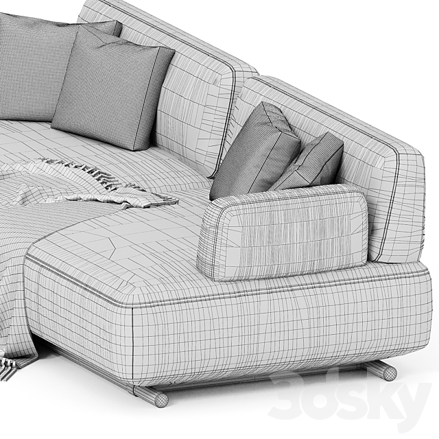 Natuzzi cava two seaters sofa 3DSMax File - thumbnail 4