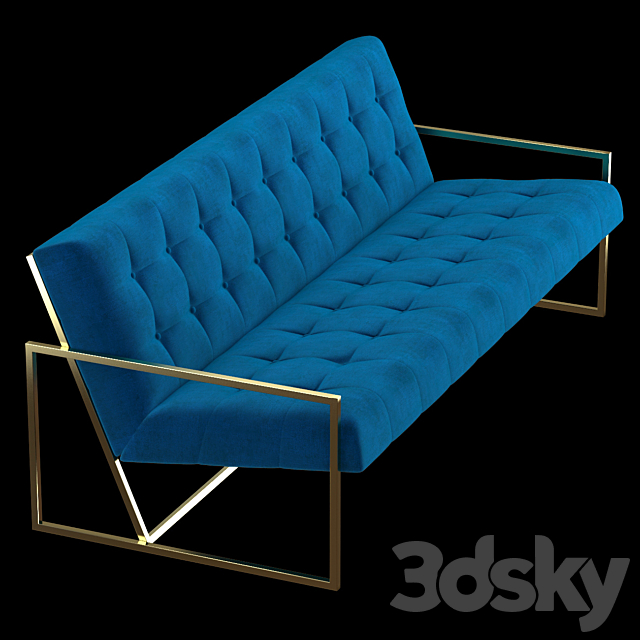 Navy Velvet Apartment Sofa 3DSMax File - thumbnail 2