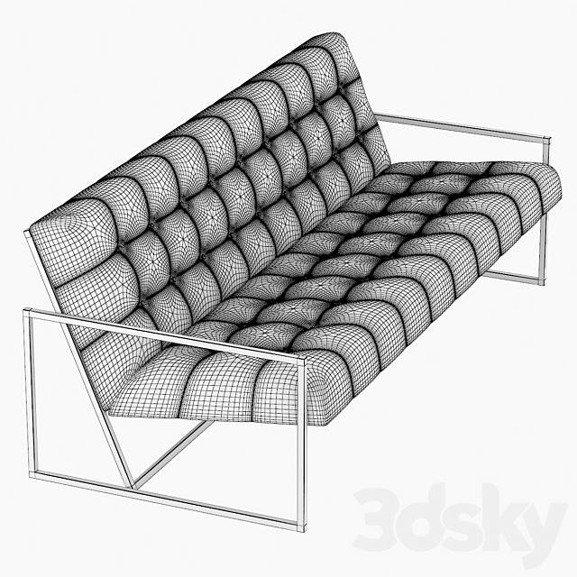 Navy Velvet Apartment Sofa 3DSMax File - thumbnail 3