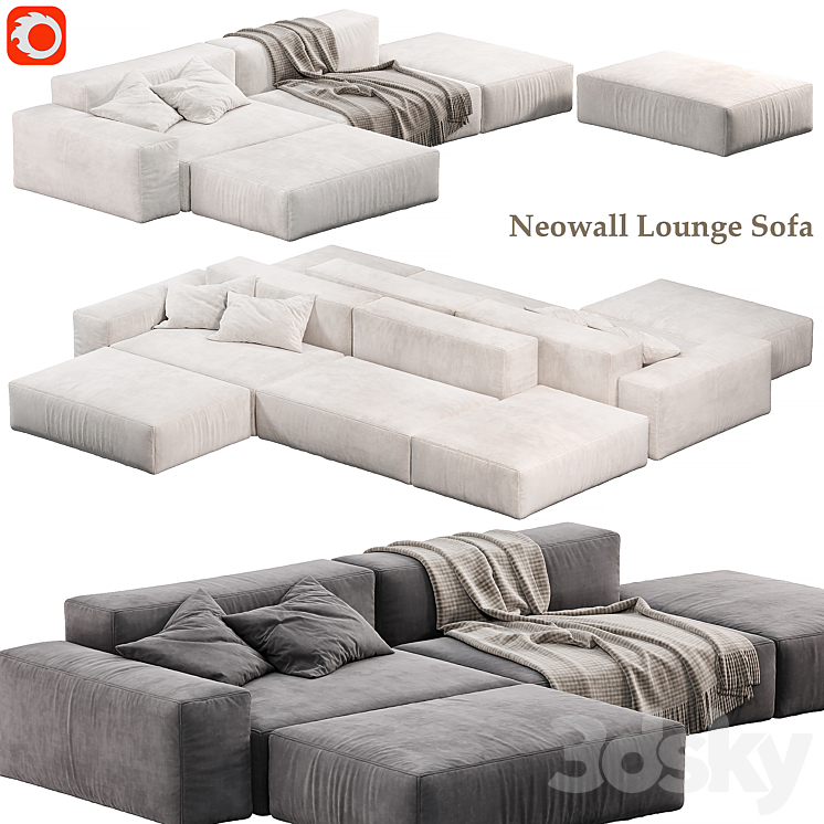 Neowall Lounge Sofa N2 by livingdivani 3DS Max Model - thumbnail 1