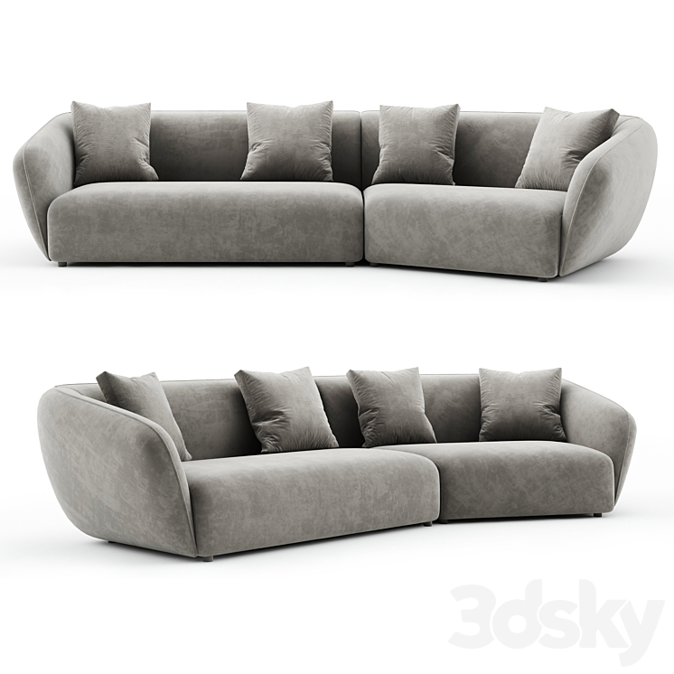 New Upholstery Sofa by Vladimir Kagan 3DS Max Model - thumbnail 3