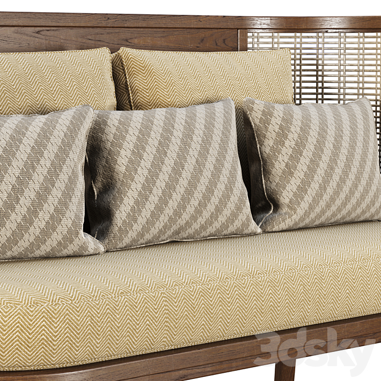 Noa wooden rattan restaurant loveseat NR52 by Bpoint Design \/ Rattan restaurant sofa 3DS Max Model - thumbnail 2