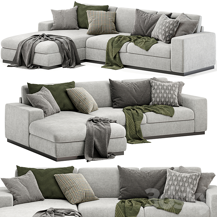 Noah sectional sofa 3DS Max Model - thumbnail 1