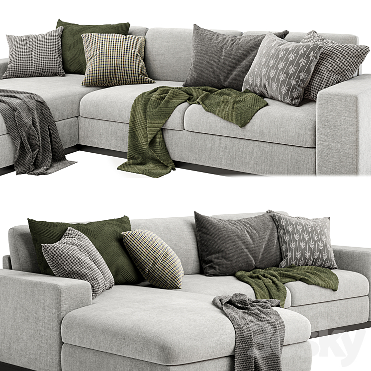 Noah sectional sofa 3DS Max Model - thumbnail 2