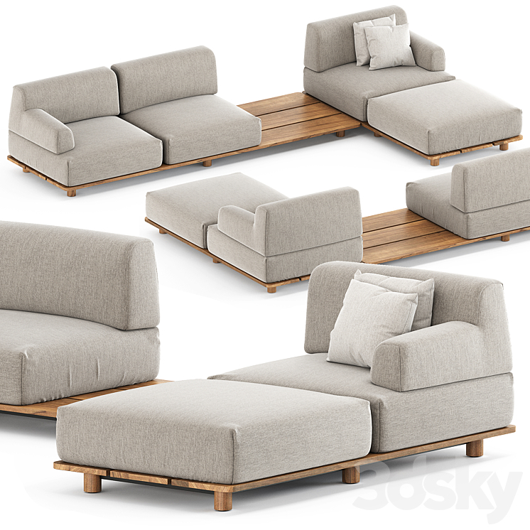 Palco sofa module set 3 by Kristalia 3DS Max Model - thumbnail 2