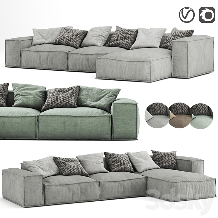 peanut b sofa 3DS Max Model - thumbnail 1