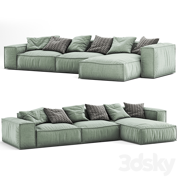 peanut b sofa 3DS Max Model - thumbnail 2