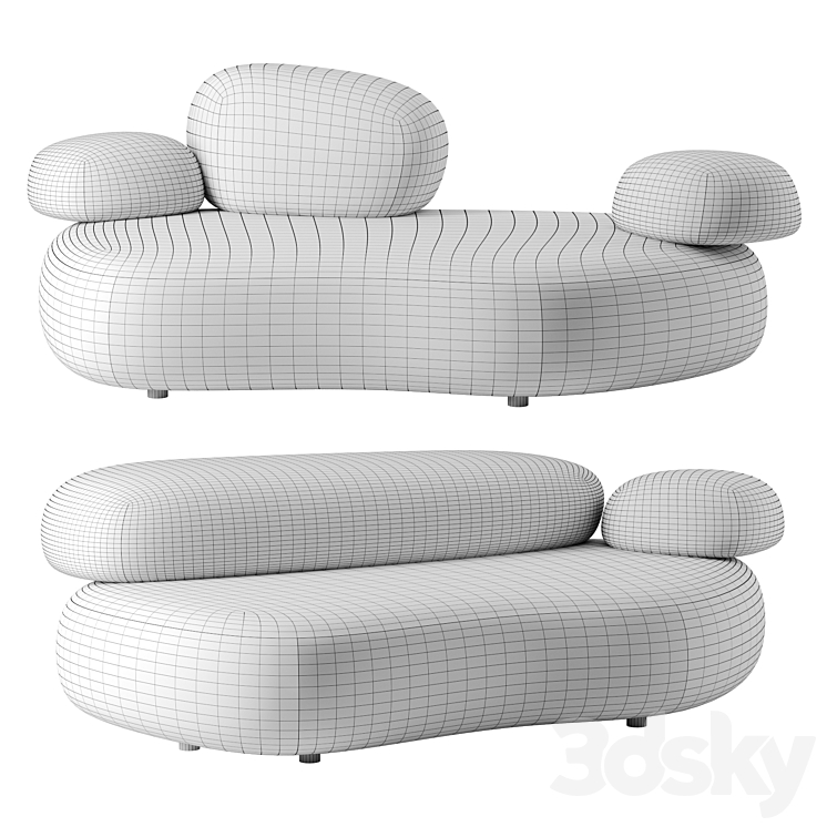 Pebble Rubble sofa by Moroso set 3 3DS Max Model - thumbnail 2