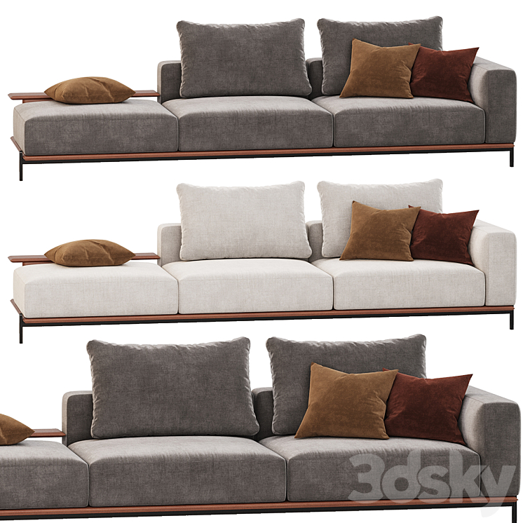 Poliform Brera sofa set 03 3DS Max Model - thumbnail 1