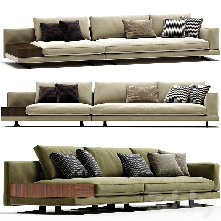 Poliform Mondrian sofa 3DS Max Model - thumbnail 1