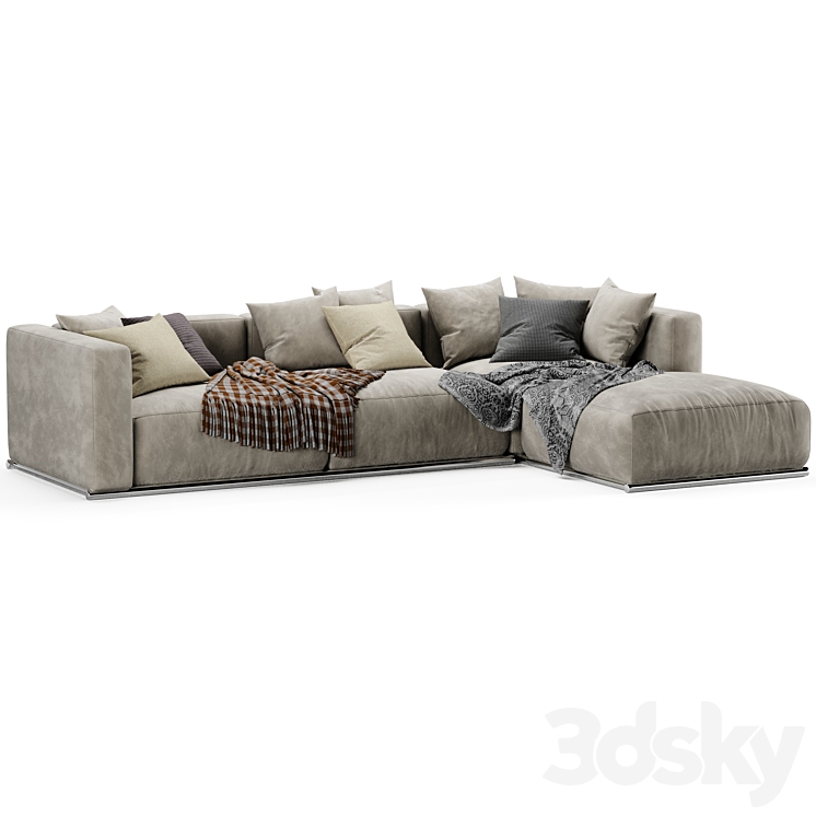 Poliform Shangai Chaise sofa 3DS Max Model - thumbnail 2