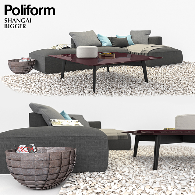 Poliform Shangai sofa set 3ds Max - thumbnail 1