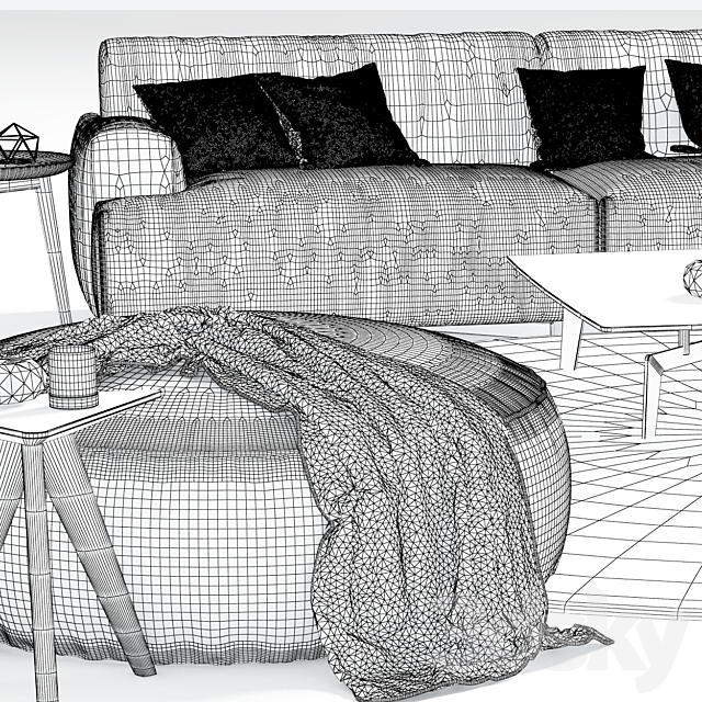 Poliform Soho corner sofa_Elise_Mad_Tribeca_Coffe Table 3DSMax File - thumbnail 3