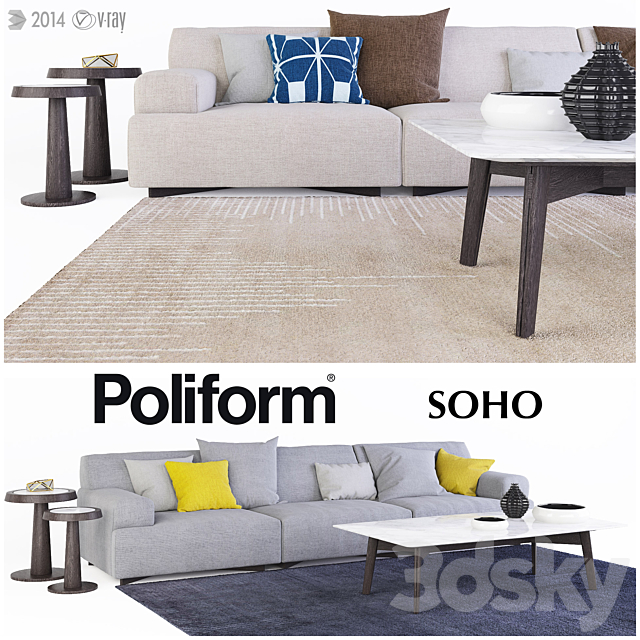 Poliform Soho sofa 3DSMax File - thumbnail 1