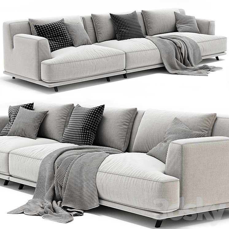 Poliform Tribeca 3 Seats Sofa 3DS Max Model - thumbnail 1