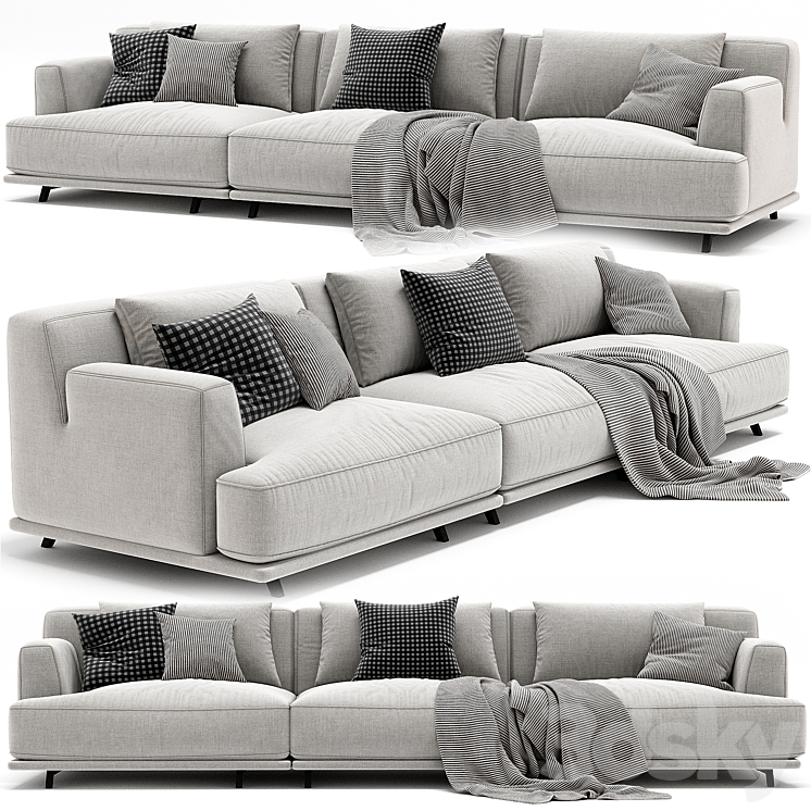 Poliform Tribeca 3 Seats Sofa 3DS Max Model - thumbnail 2