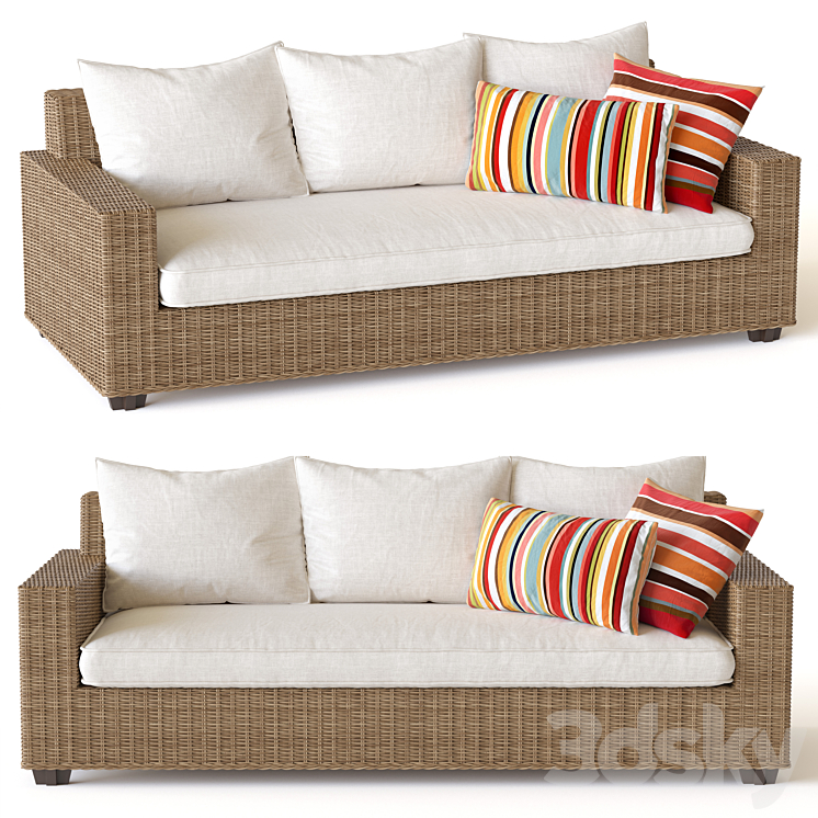 Pottery barn torrey sofa 3DS Max Model - thumbnail 1