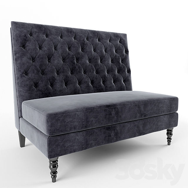 Pri Tucra Velvet Skylark Upholstered Banquette 3ds Max - thumbnail 1