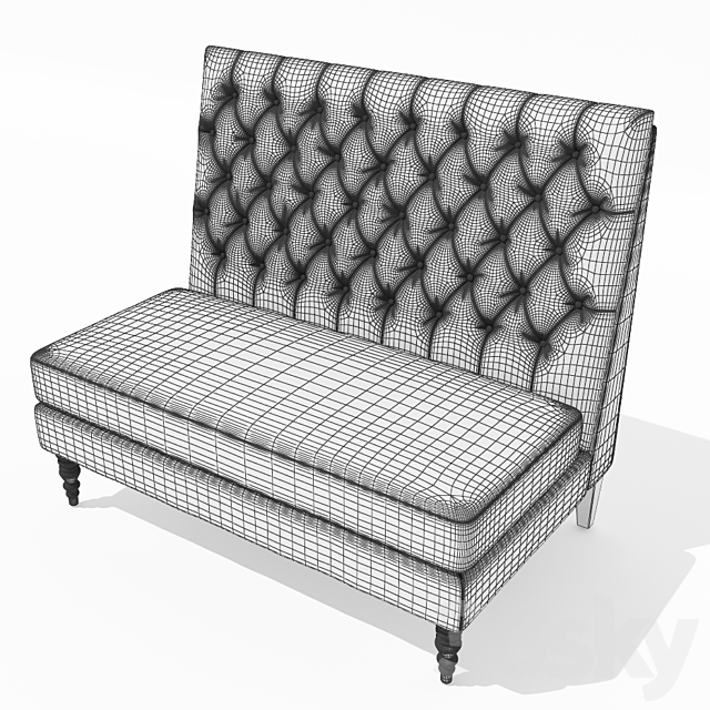 Pri Tucra Velvet Skylark Upholstered Banquette 3ds Max - thumbnail 3