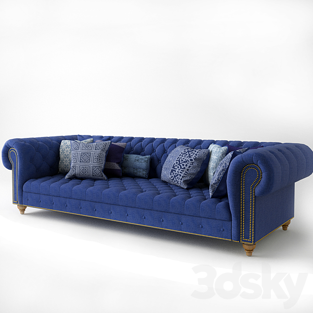 Ralph Lauren Home Indigo chesterfield sofa 3DSMax File - thumbnail 2