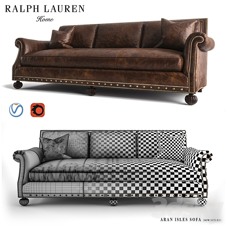 Ralph Lauren Isles sofa 3DS Max Model - thumbnail 1