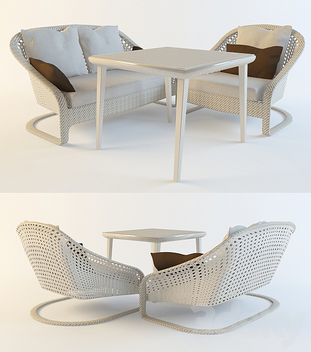 rattan furniture 3DS Max Model - thumbnail 1