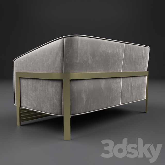 Reginald leather sofa 3DS Max Model - thumbnail 2