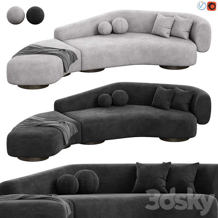 Repose Sofa by Okha 3DS Max Model - thumbnail 3