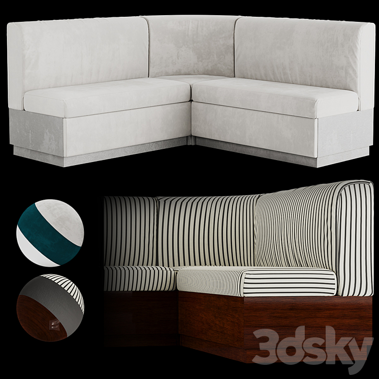 Restaurant Sofa | Modular 3DS Max Model - thumbnail 2