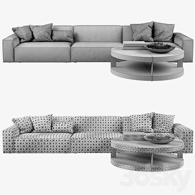 Restoration Hardware – Como Modular Fabric Sofa 3DS Max Model - thumbnail 3