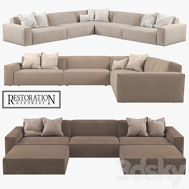 Restoration Hardware – Como Modular Fabric Sofas 3ds Max - thumbnail 1