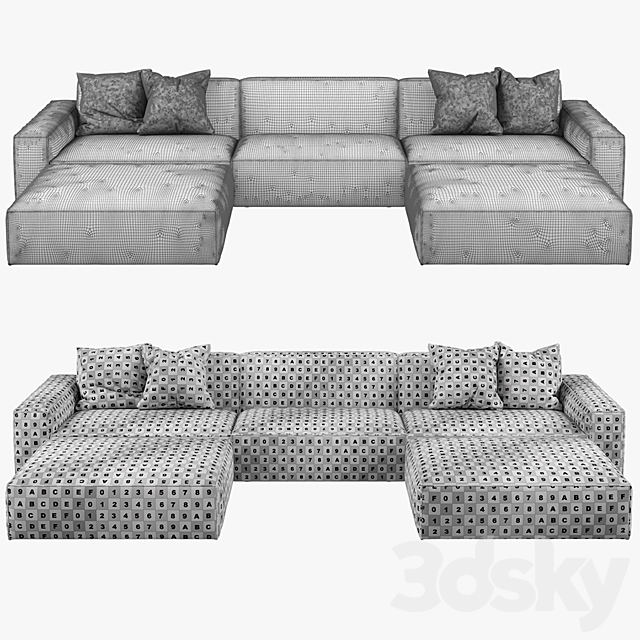 Restoration Hardware – Como Modular Fabric Sofas 3ds Max - thumbnail 3