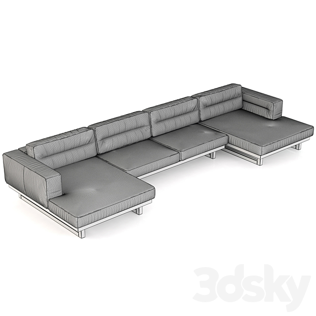 Restoration Hardware Durrell Leather U-Chaise Sectional 3DSMax File - thumbnail 2