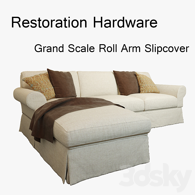 Restoration Hardware grand scale roll arm slipcover 3DS Max Model - thumbnail 1