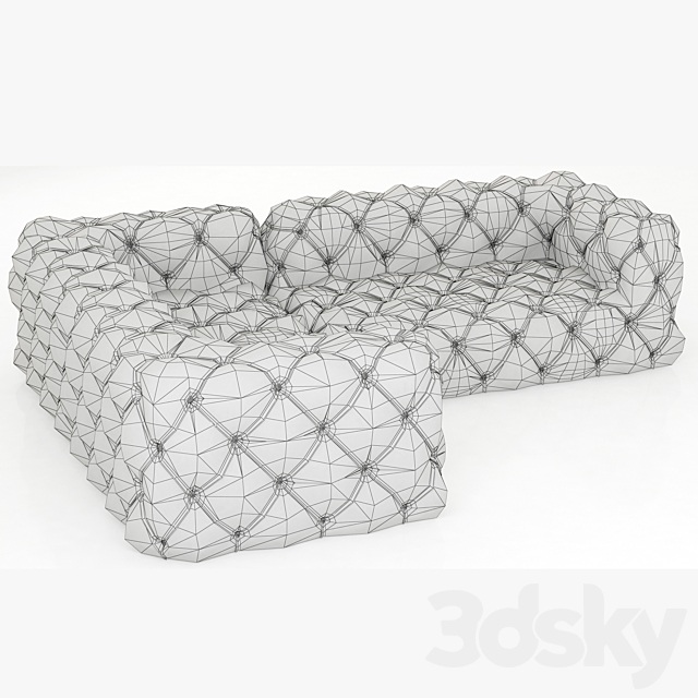 Restoration Hardware Soho Tufted Leather Corner Sectional 3DS Max Model - thumbnail 3