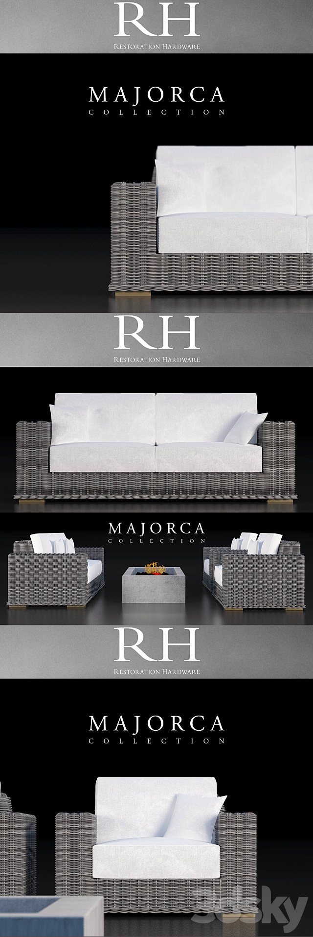 RH MAJORCA COLLECTION GREY SOFA 3DSMax File - thumbnail 1