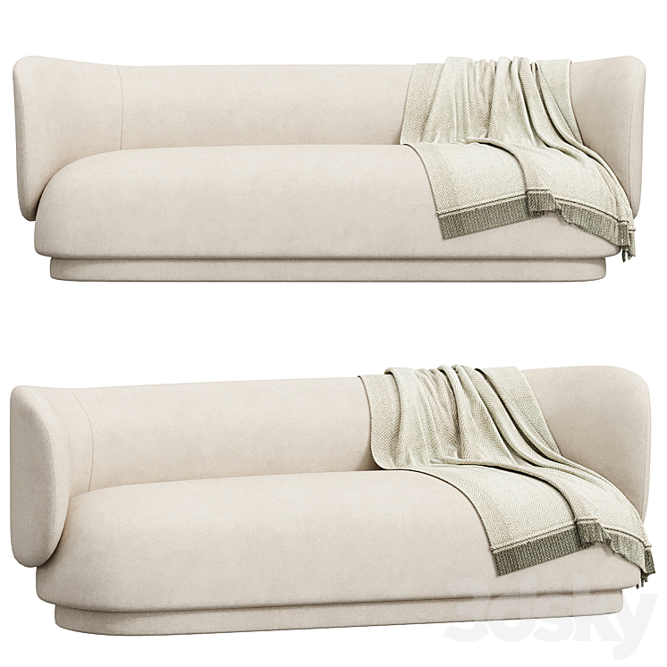 Rico 3 Seater Sofa Brushed 3DS Max Model - thumbnail 1