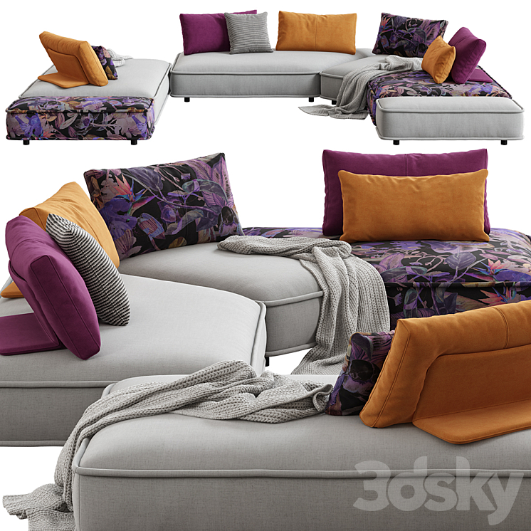 Roche Bobois \/ Escapade Corner Sofa 3DS Max Model - thumbnail 1