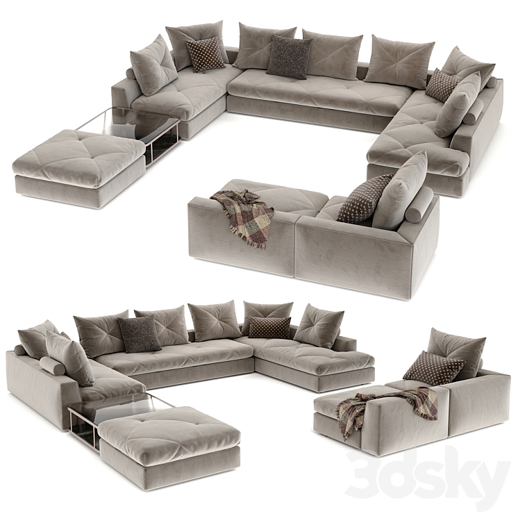 Roche Bobois sofa PREFACE 3DS Max Model - thumbnail 2