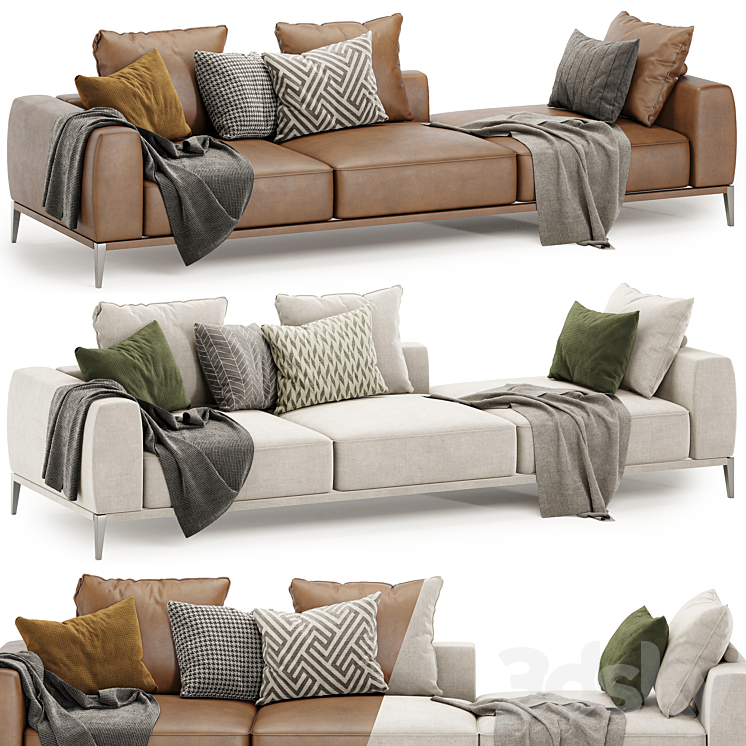 Romeo lounge sofa by Flexform 3DS Max Model - thumbnail 1