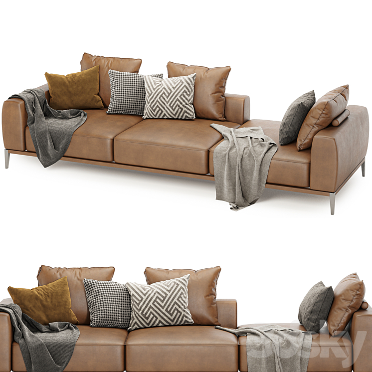 Romeo lounge sofa by Flexform 3DS Max Model - thumbnail 2