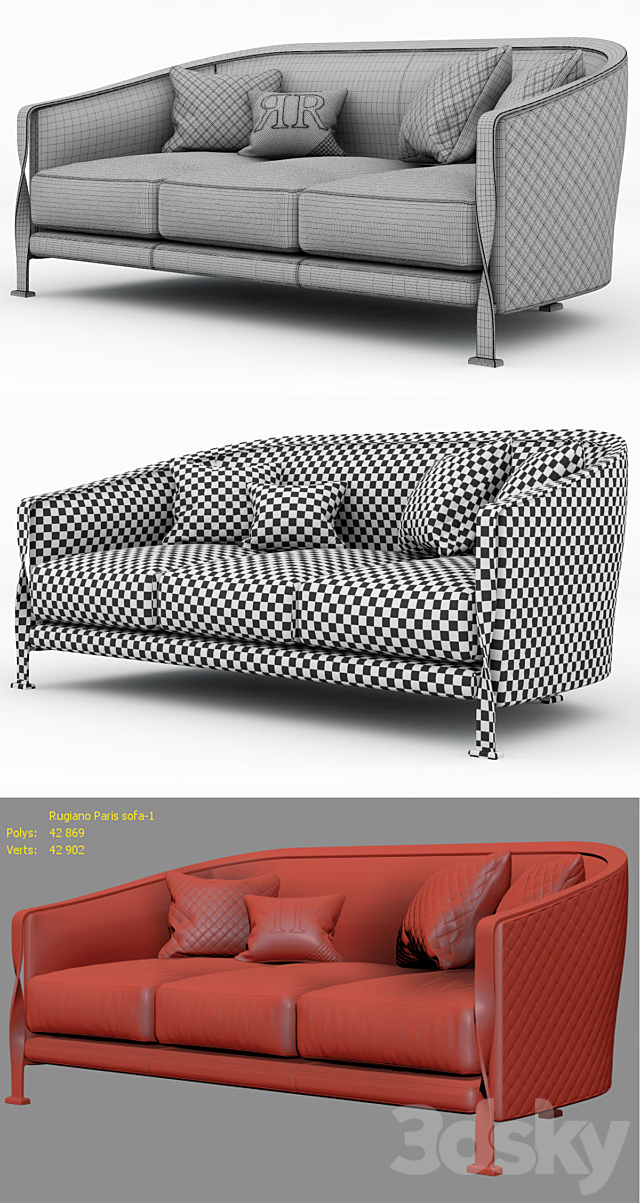 Rugiano Paris sofa fabric 3DSMax File - thumbnail 3