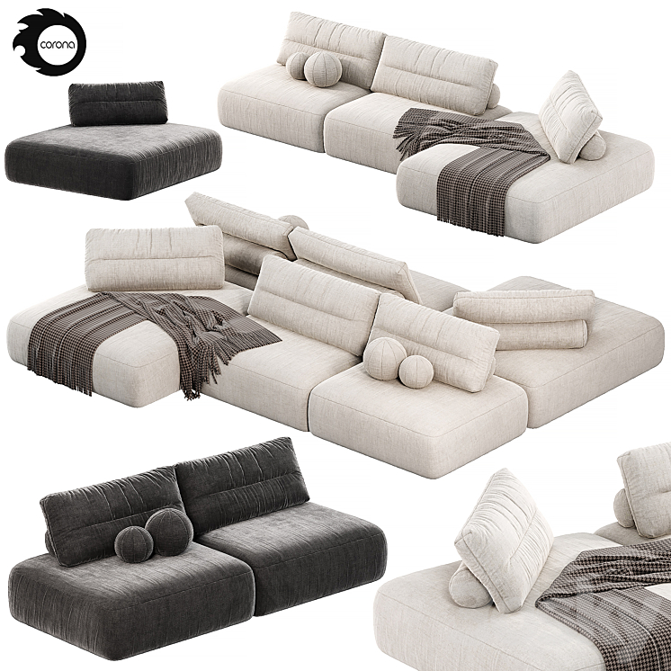 Saba Italia MY TAOS MODULAR Sofa sofas 3DS Max Model - thumbnail 1